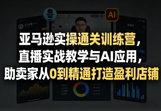 亚马逊实操通关训练营，直播实战教学与AI应用，助卖家从0到精通打造盈利店铺(更新3月)-Ai创业网