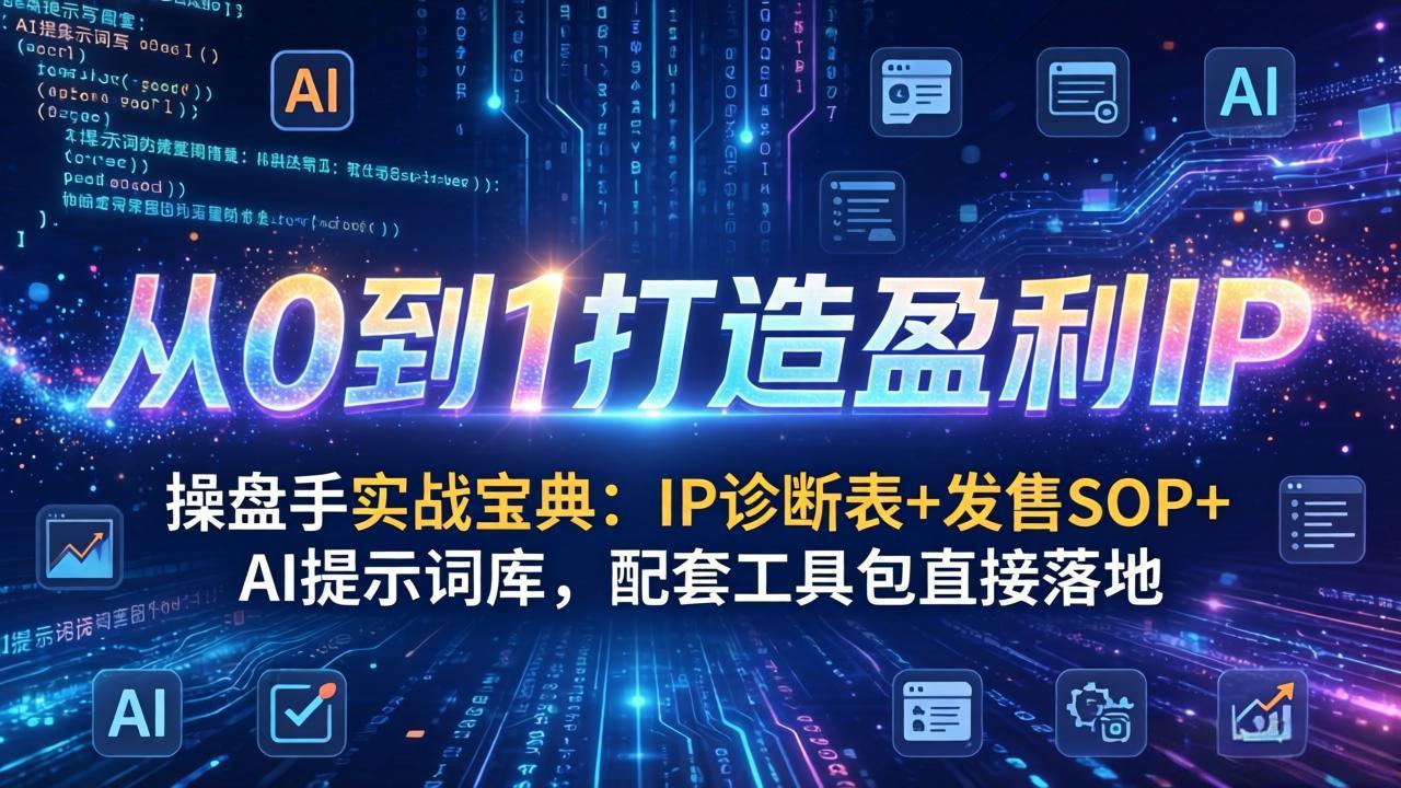 操盘手实战宝典：IP诊断表+发售SOP+AI提示词库，配套工具包直接落地，从0到1打造盈利IP-Ai创业网