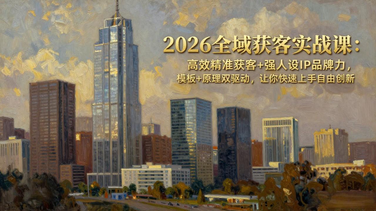 2026全域获客实战课：高效精准获客+强人设IP品牌力，模板+原理双驱动，让你快速上手自由创新-Ai创业网