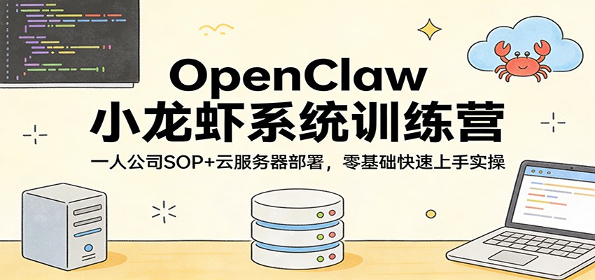 OpenClaw小龙虾系统训练营：一人公司SOP，云服务器部署，零基础快速上手实操-Ai创业网
