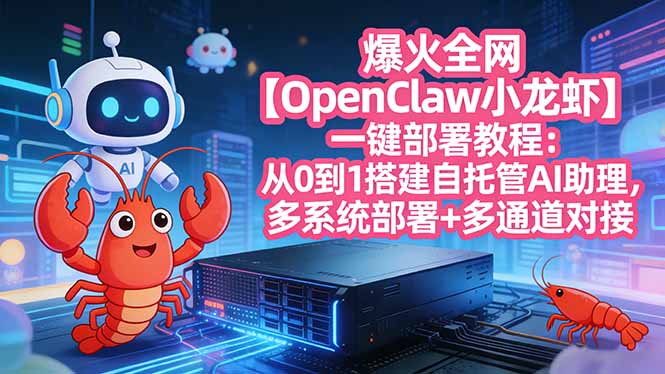 爆火全网【OpenClaw 小龙虾】一键部署教程：从0到1搭建自托管AI助理，多系统部署+多通道对接-Ai创业网