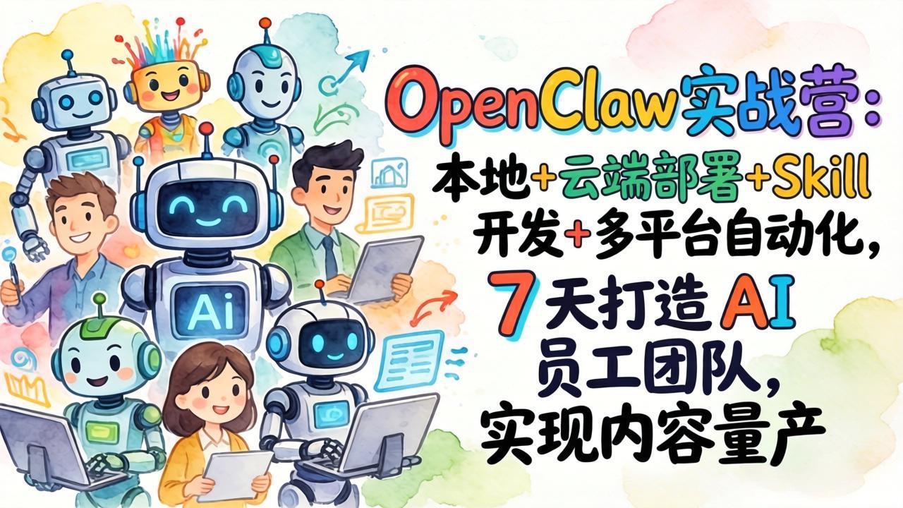 OpenClaw实战营：本地+云端部署+Skill开发+多平台自动化，7 天打造 AI 员工团队，实现内容量产-Ai创业网
