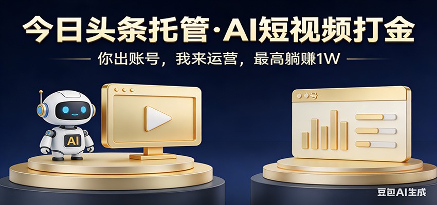 头条号AI托管，我提供作品，你提供账号，每天5分钟发布，小白躺赚3000+-Ai创业网