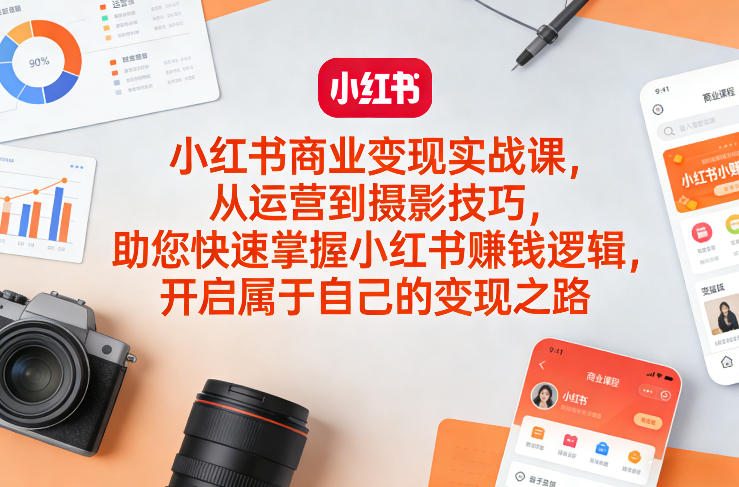 小红书商业变现实战课，从运营到摄影技巧，助您快速掌握小红书賺钱逻辑，开启属于自己的变现之路-Ai创业网