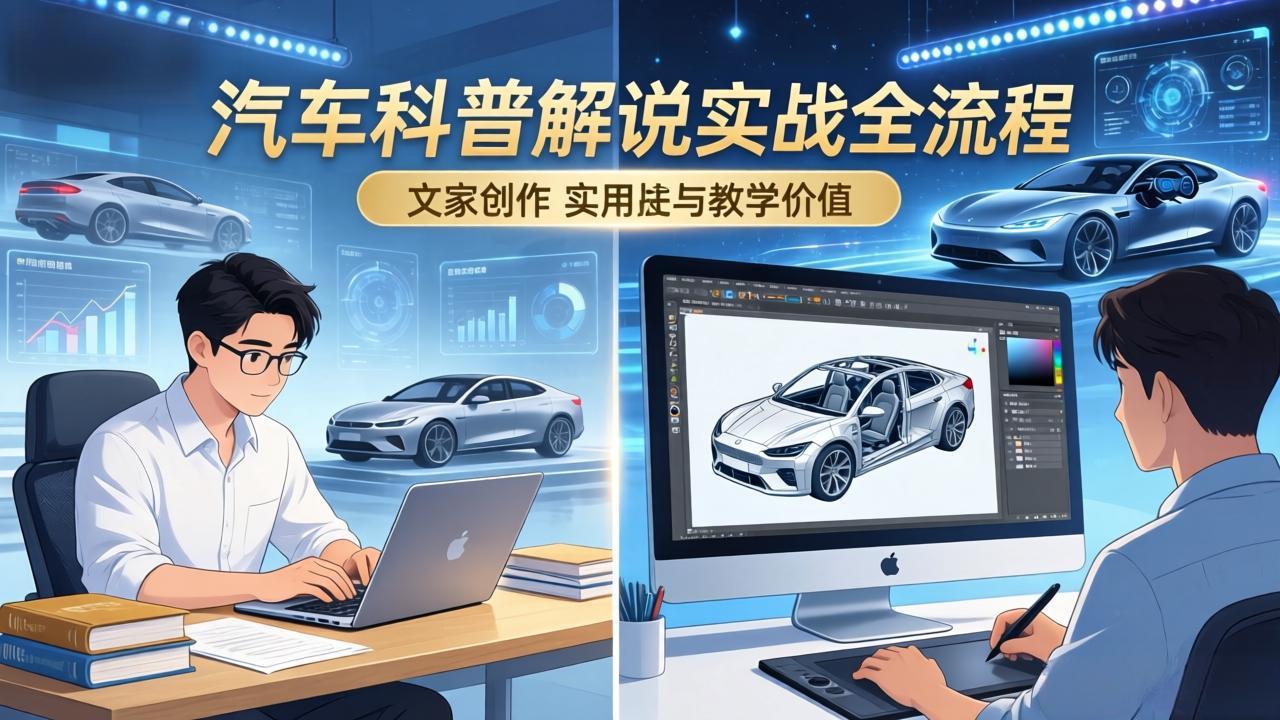 抖音汽车科普解说实战：文案+动画+画面处理+去水印全流程，打造专业汽车科普视频-Ai创业网