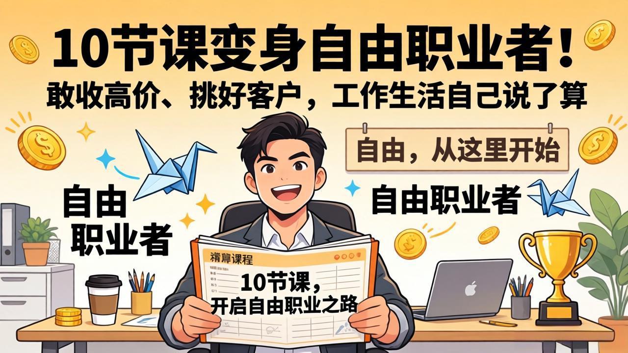 10 节课变身自由职业者！敢收高价、挑好客户，工作生活自己说了算-Ai创业网