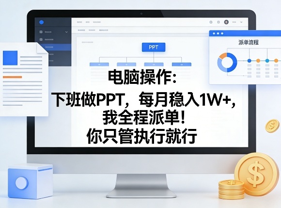 电脑操作：下班做PPT，每月稳入1W+，我全程派单！你只管执行就行【揭秘】-Ai创业网