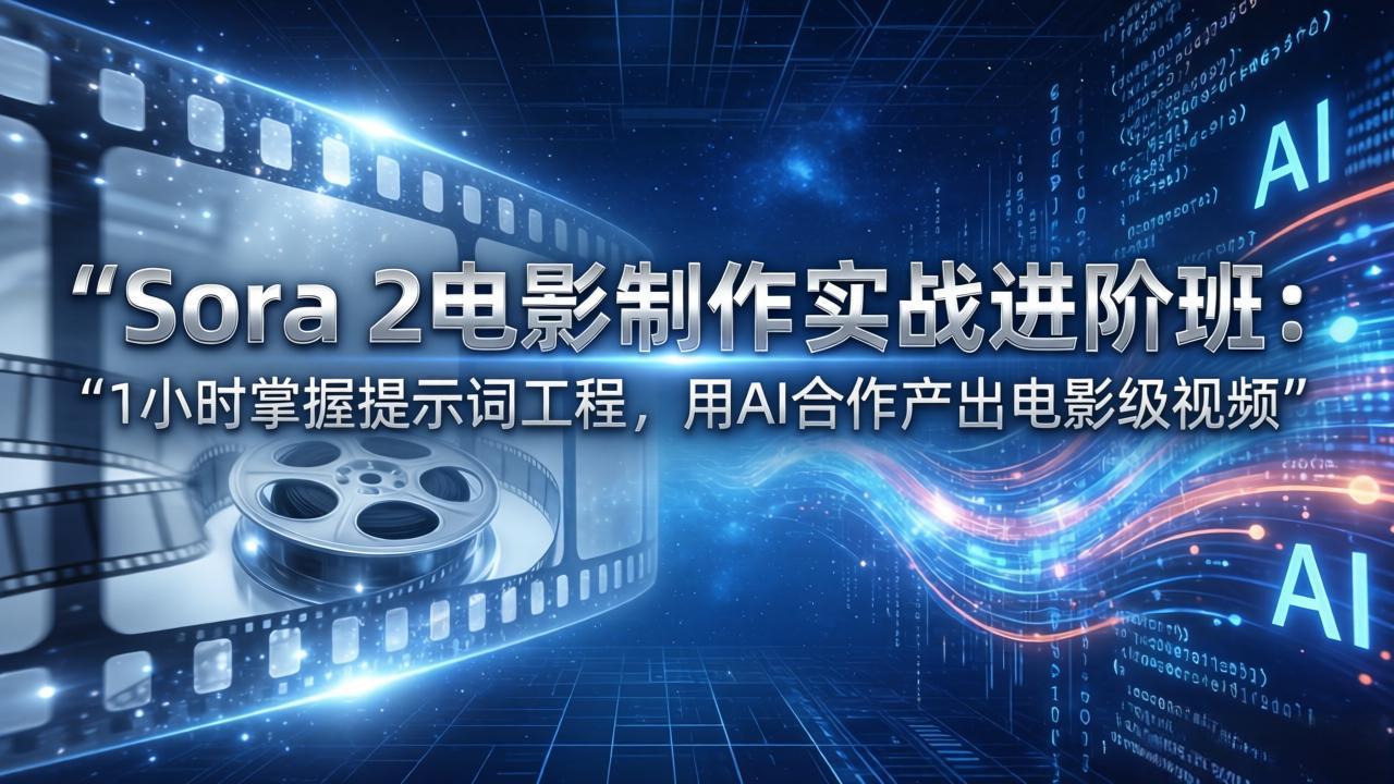 Sora 2电影制作实战进阶班：1小时掌握提示词工程，用AI合作产出电影级视频-Ai创业网