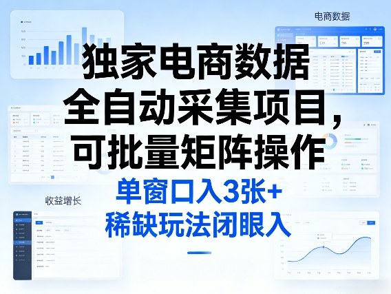 独家电商数据全自动采集项目，可批量矩阵操作，单窗口日入3张+，稀缺玩法闭眼入【揭秘】-Ai创业网