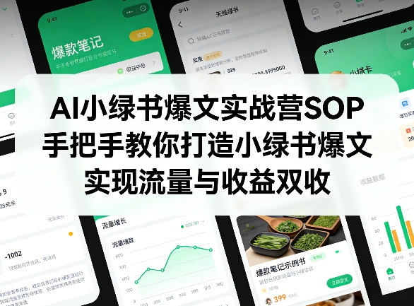 AI小绿书爆文实战营SOP，手把手教你打造小绿书爆文，实现流量与收益双收-Ai创业网