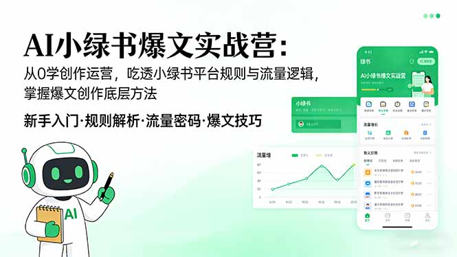 AI 小绿书爆文实战营：从0学创作运营，吃透小绿书平台规则与流量逻辑，掌握爆文创作底层方法-Ai创业网