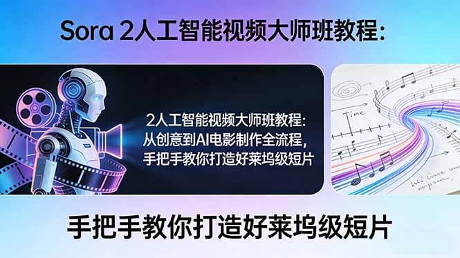 Sora 2人工智能视频大师班教程：从创意到AI电影制作全流程，手把手教你打造好莱坞级短片-Ai创业网
