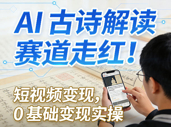 AI古诗解读赛道走红！短视频变现，0基础变现实操-Ai创业网