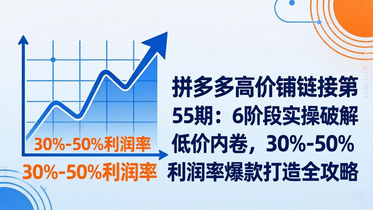 拼多多高价铺链接第55期：6阶段实操破解低价内卷，30%-50%利润率爆款打造全攻略-Ai创业网