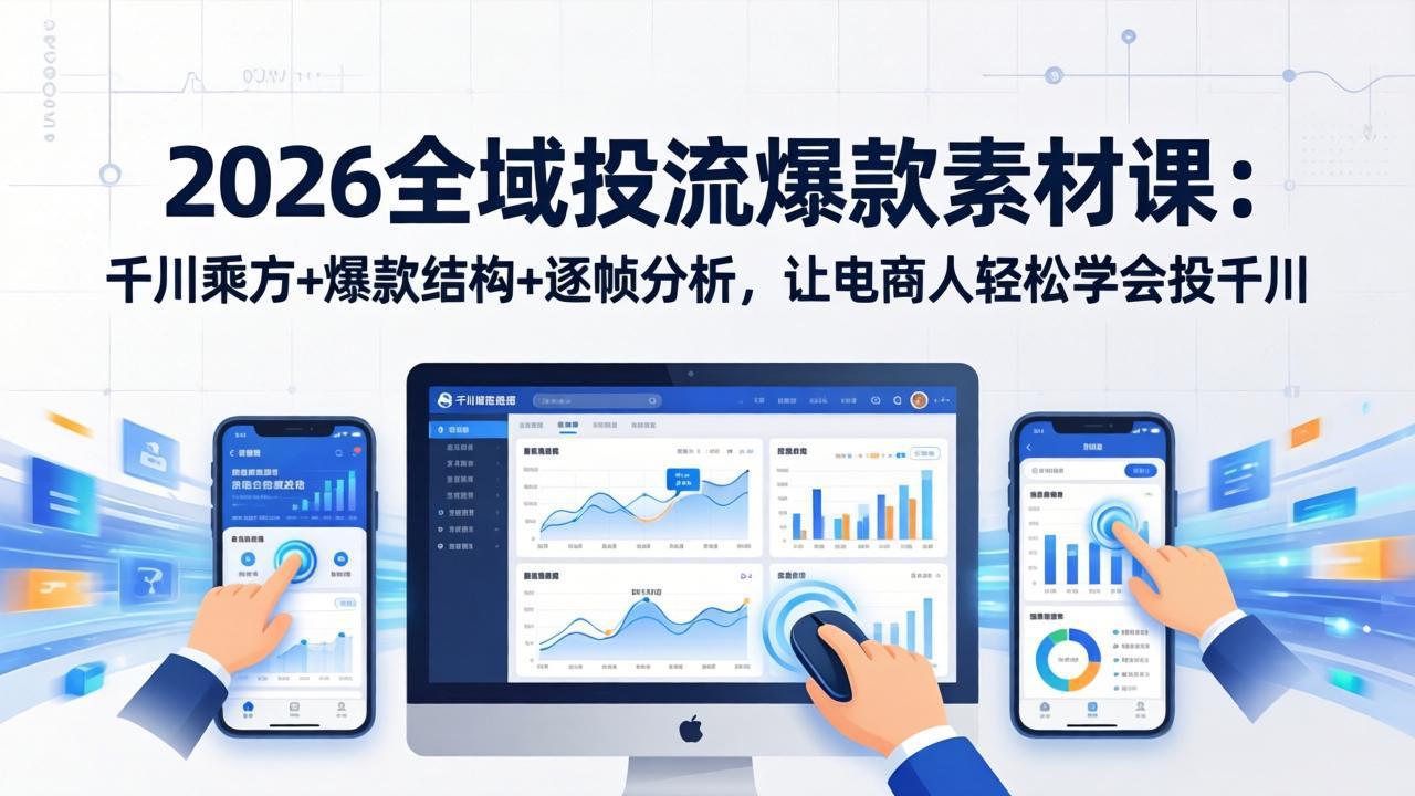 2026全域投流爆款素材课：千川乘方+爆款结构+逐帧分析，让电商人轻松学会投千川-Ai创业网