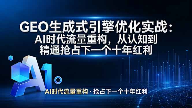 GEO 生成式引擎优化实战：AI时代流量重构，从认知到精通抢占下一个十年红利-Ai创业网