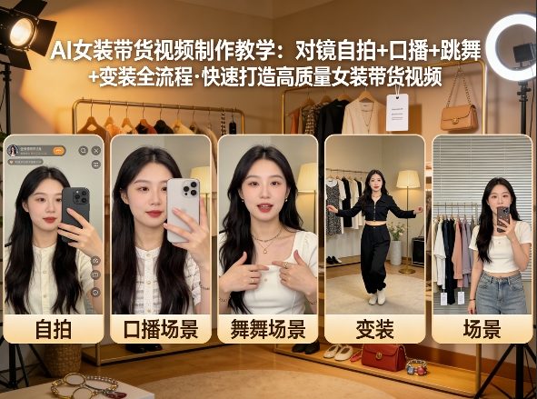 AI女装带货视频制作教学，对镜自拍、口播、跳舞、变装全流程，快速打造高质量女装带货视频-Ai创业网