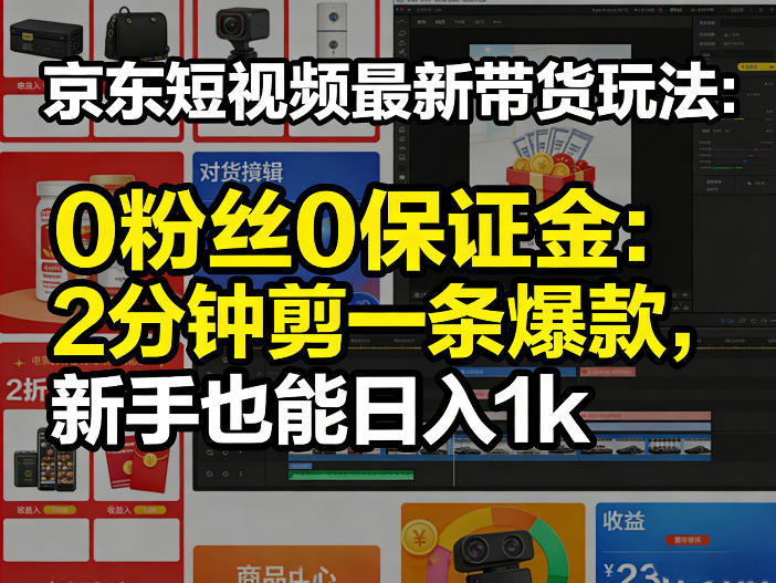 京东短视频最新带货玩法，0粉丝0保证金，2分钟剪一条爆款，新手也能日入1k+【揭秘】-Ai创业网