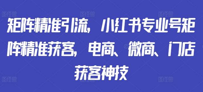 矩阵精准引流，小红书专业号矩阵精准获客，电商、微商、门店获客神技-Ai创业网