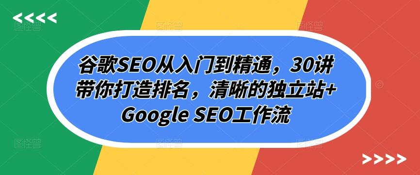 谷歌SEO从入门到精通，30讲带你打造排名，清晰的独立站+Google SEO工作流-Ai创业网