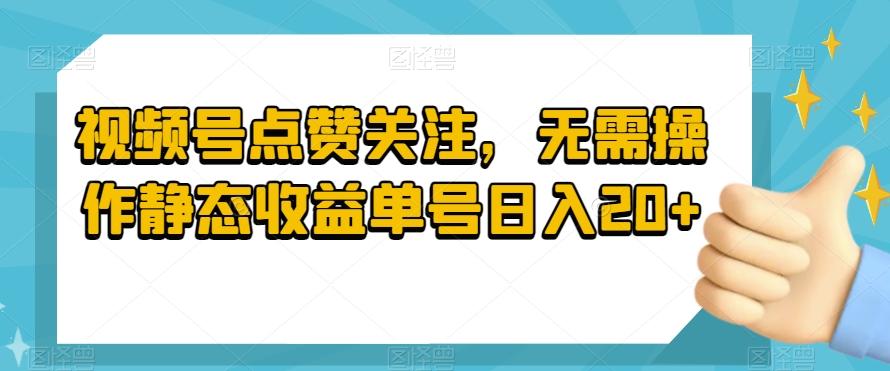视频号点赞关注，无需操作静态收益单号日入20+-Ai创业网