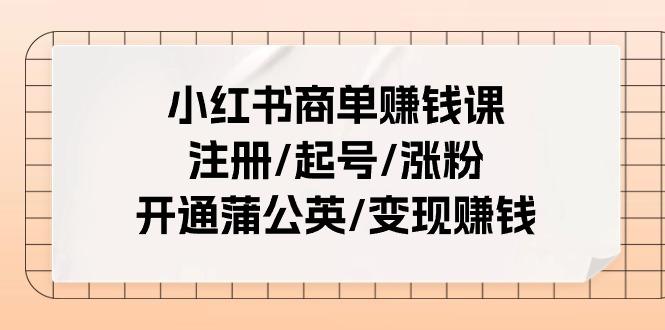 小红书商单赚钱课：注册/起号/涨粉/开通蒲公英/变现赚钱(25节课)-Ai创业网