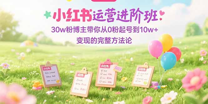 小红书运营进阶班：30w粉博主带你从0粉起号到10w+变现的完整方法论-Ai创业网