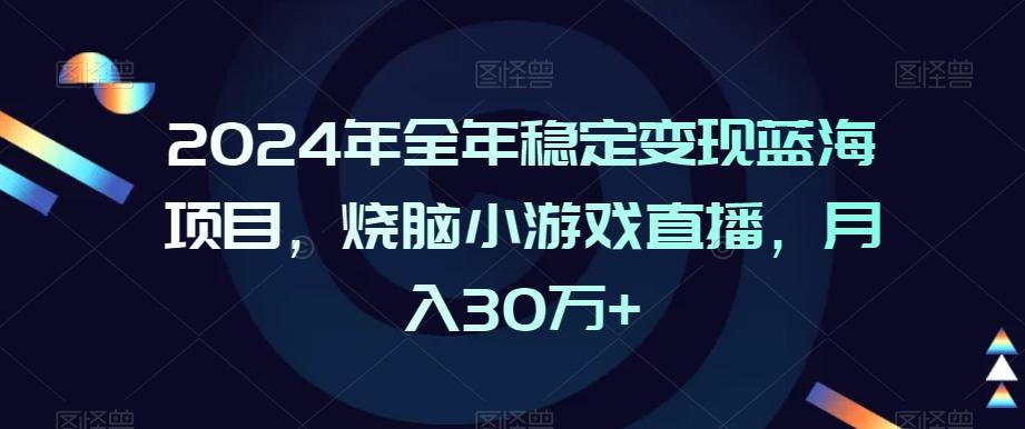 2024年全年稳定变现蓝海项目，烧脑小游戏直播，月入30万+【揭秘】-Ai创业网