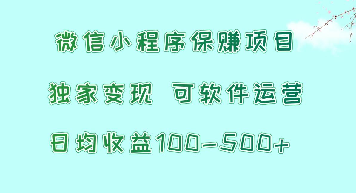微信小程序保赚项目，日均收益100~500+，独家变现，可软件运营-Ai创业网