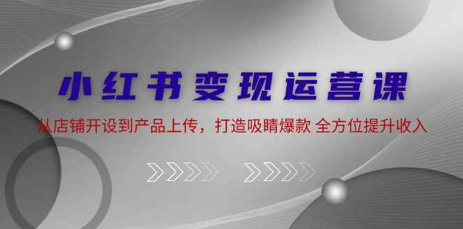 小红书变现运营课：从店铺开设到产品上传，打造吸睛爆款 全方位提升收入-Ai创业网