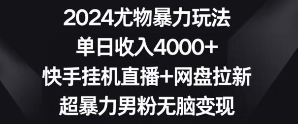 2024尤物暴力玩法，单日收入4000+，快手挂机直播+网盘拉新，超暴力男粉无脑变现【揭秘】-Ai创业网