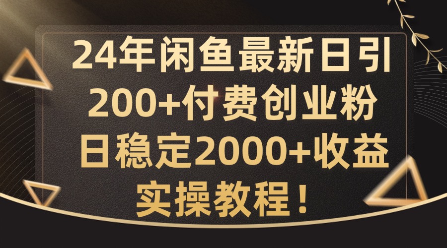 24年闲鱼最新日引200+付费创业粉日稳2000+收益，实操教程【揭秘】-Ai创业网
