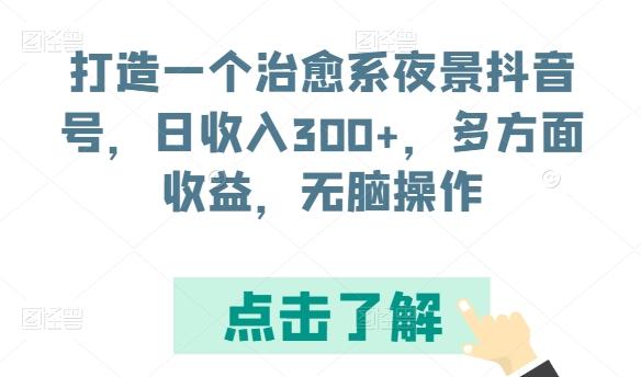 打造一个治愈系夜景抖音号，日收入300+，多方面收益，无脑操作【揭秘】-Ai创业网