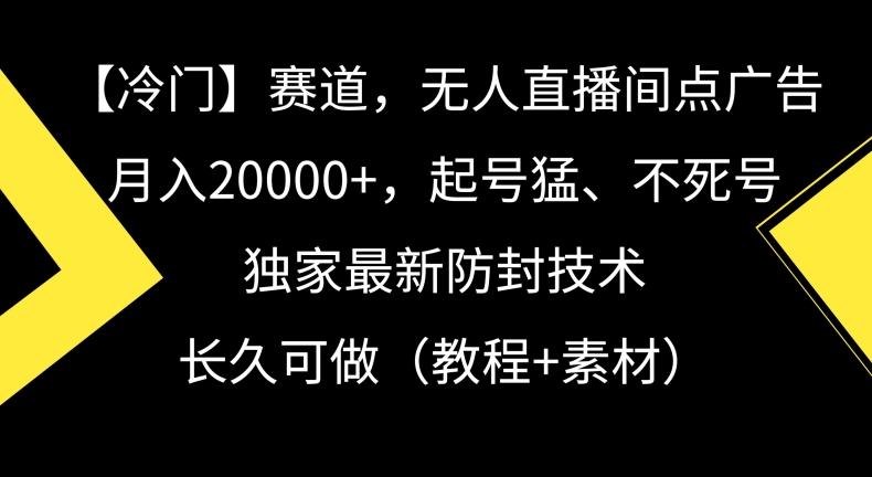 冷门赛道，无人直播间点广告，月入20000+，起号猛、不死号，独家最新防封技术【揭秘】-Ai创业网
