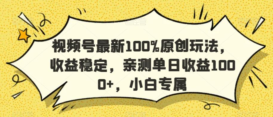 视频号最新100%原创玩法，收益稳定，亲测单日收益1000+，小白专属【揭秘】-Ai创业网