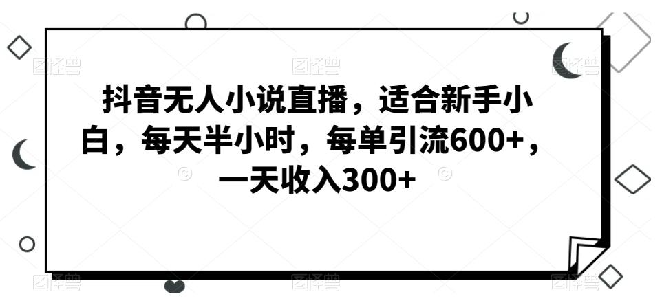 抖音无人小说直播，适合新手小白，每天半小时，每单引流600+，一天收入300+-Ai创业网