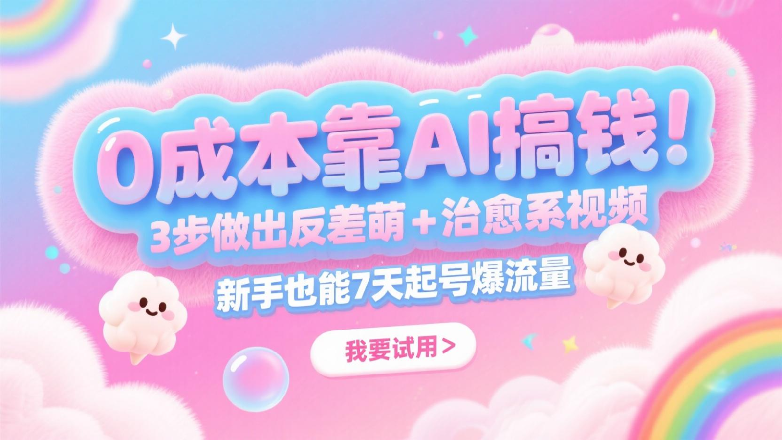 0成本靠AI搞钱！3步做出反差萌+治愈系视频，新手也能7天起号爆流量，月入5位数-Ai创业网