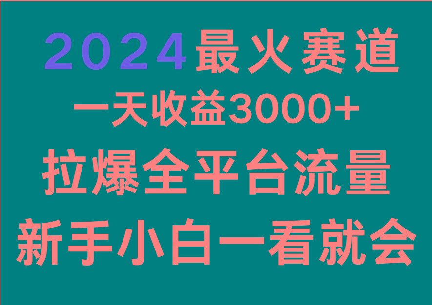 2024最火赛道，一天收一3000+.拉爆全平台流量，新手小白一看就会-Ai创业网