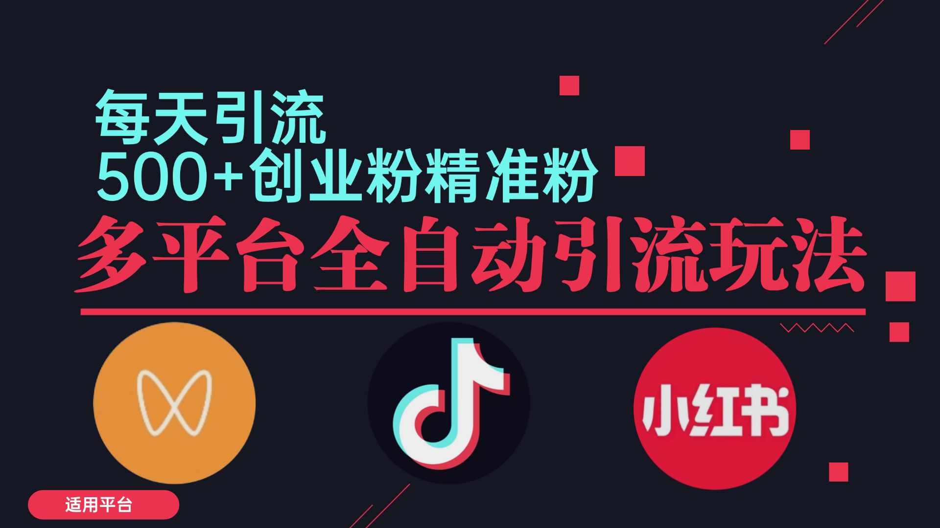 小红书抖音视频号截流自热全平台引流打法，全自动引流【日引2000+精准…-Ai创业网