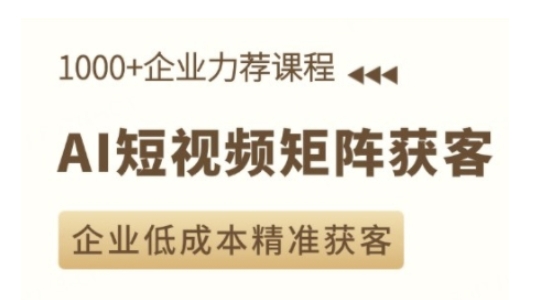 AI短视频矩阵获客实操课，企业低成本精准获客-Ai创业网
