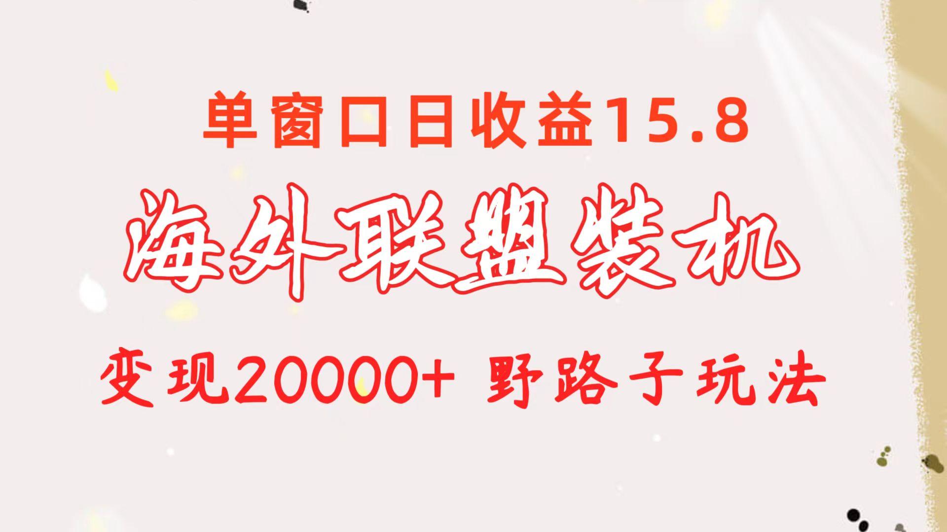 海外联盟装机 单窗口日收益15.8  变现20000+ 野路子玩法-Ai创业网