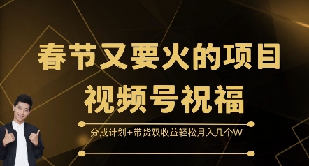 春节又要火的项目视频号祝福，分成计划+带货双收益，轻松月入几个W【揭秘】-Ai创业网