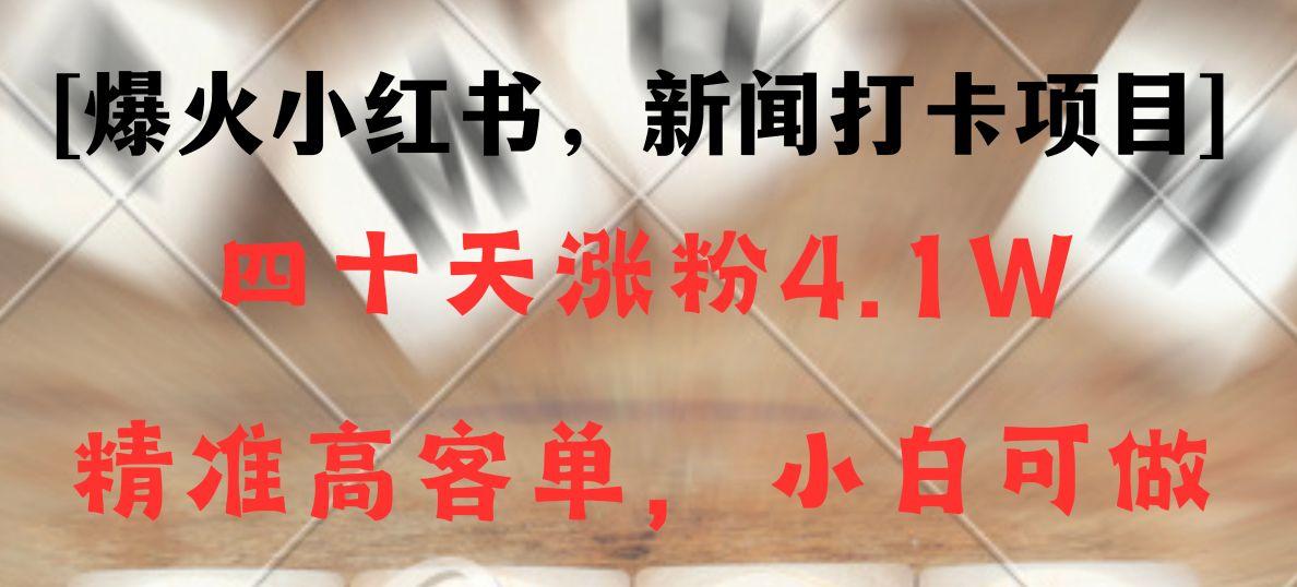 新闻打卡项目，小红书40天涨粉4.1w，高客单精准粉，变现能力超强-Ai创业网