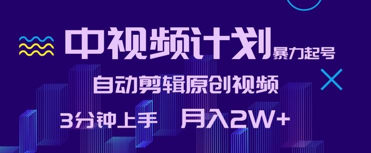 中视频计划暴力起号，自动剪辑原创视频，3分钟上手，月入2W+【揭秘】-Ai创业网