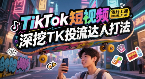 TikTok短视频带货线上课，深挖TK投流达人打法-Ai创业网