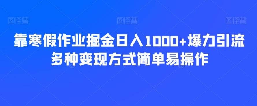 靠寒假作业掘金日入1000+爆力引流多种变现方式简单易操作-Ai创业网