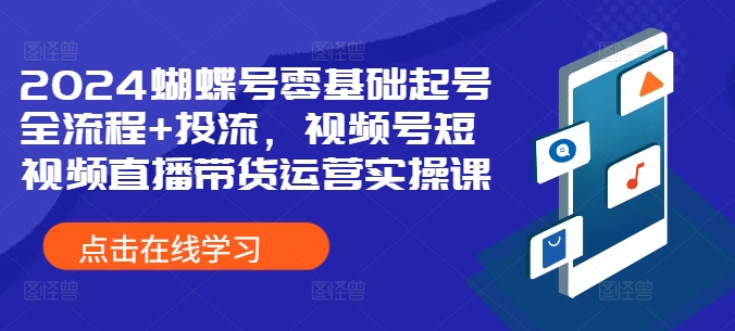 2024蝴蝶号零基础起号全流程+投流，视频号短视频直播带货运营实操课-Ai创业网