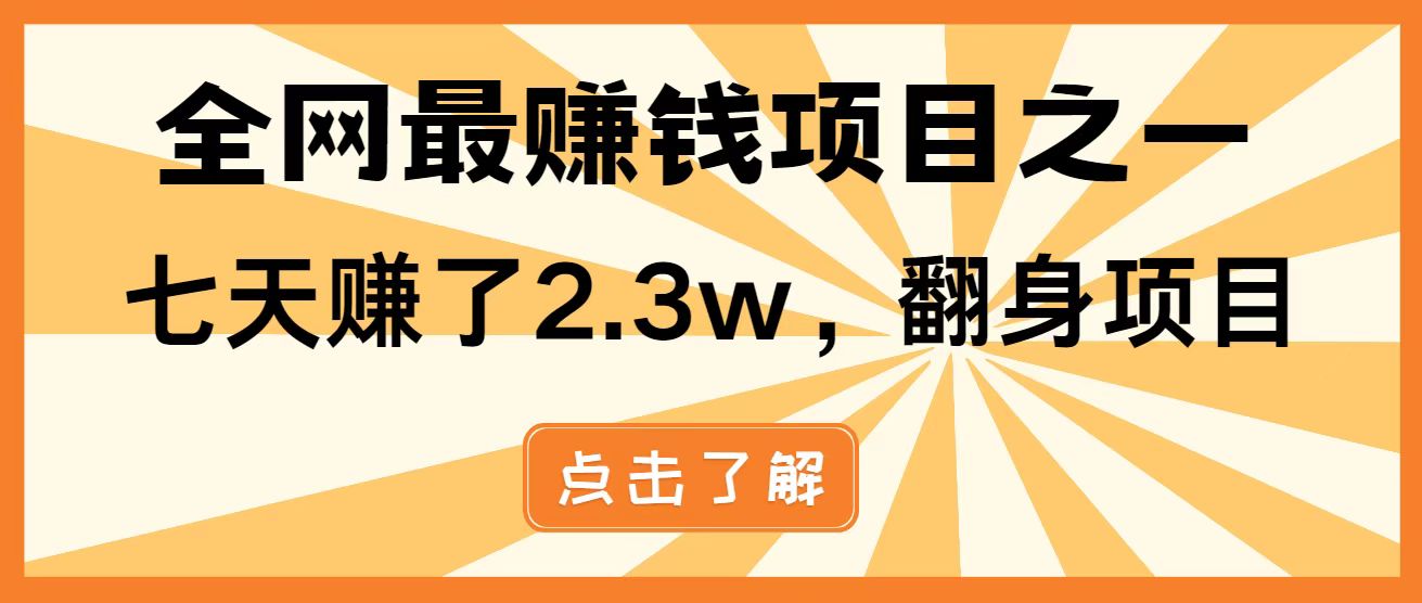 全网首发，暴利项目，每天被动收益1500+，长期管道收益！0成本自己做老板！-Ai创业网