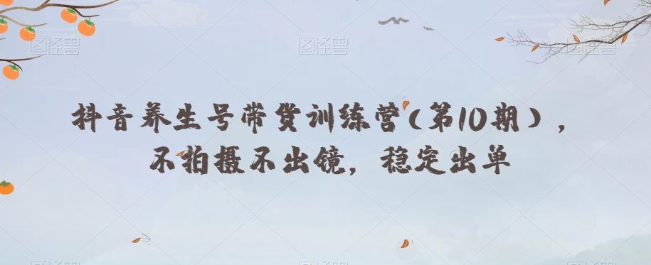 抖音养生号带货训练营(第10期），不拍摄不出镜，稳定出单-Ai创业网