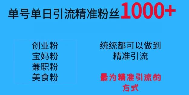 单号单日引流精准粉丝1000+，最为精准引流的方式-Ai创业网